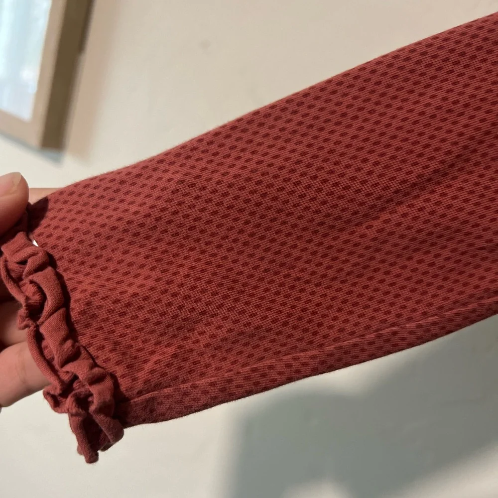 Matilda Jane You & Me Cinnamon Tee Dotted Long Sleeve Ruffle Size 8